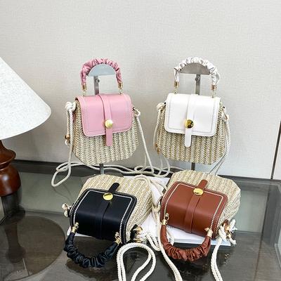 Bag Women's Bag New Summer Seaside Travel Shoulder Messenger Box Bag Literary Straw Woven Small Square Bag