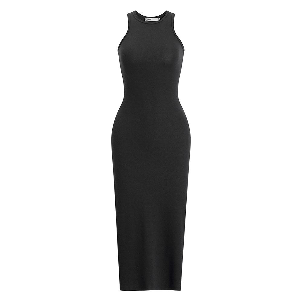 Sommerkleider, sexy, eng, ärmellos, Paket, Hüfte, lange Kleider, süße, würzige Taille, schlanke Neckholder-Tank-Kleider