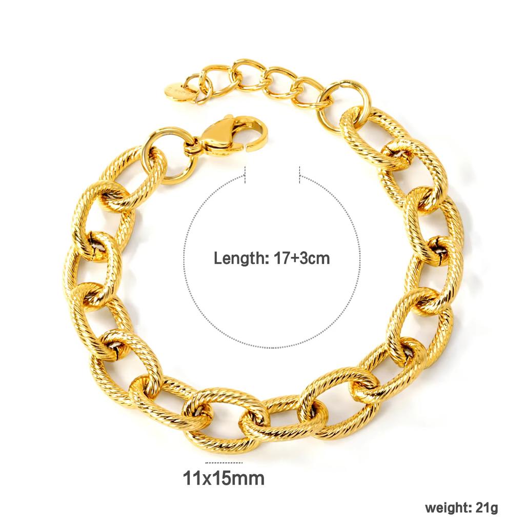 Stainless Steel Bracelet Metal Thick Chain 18K Gold Plated Bracelet Jewelry