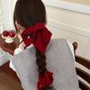 Foulard Scrunchie Ankara Rouge de Noël - Chouchou pour Cheveux Nouvel An pour Femmes