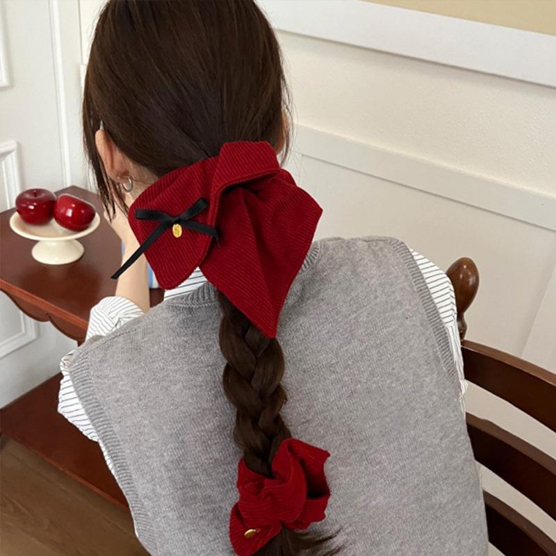 Christmas Red Ankara Scarf Scrunchie - New Year Hair Tie for Women