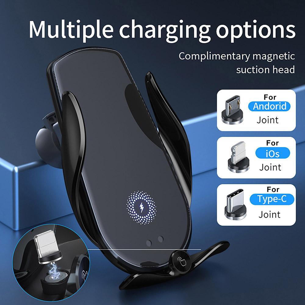 15w Wireless Car Charger For Iphone 13 12 11 Xs Xr X 8 Samsung S20 S21 Magnetic Usb Infrared Sensor Automatic Phone Holder Mount