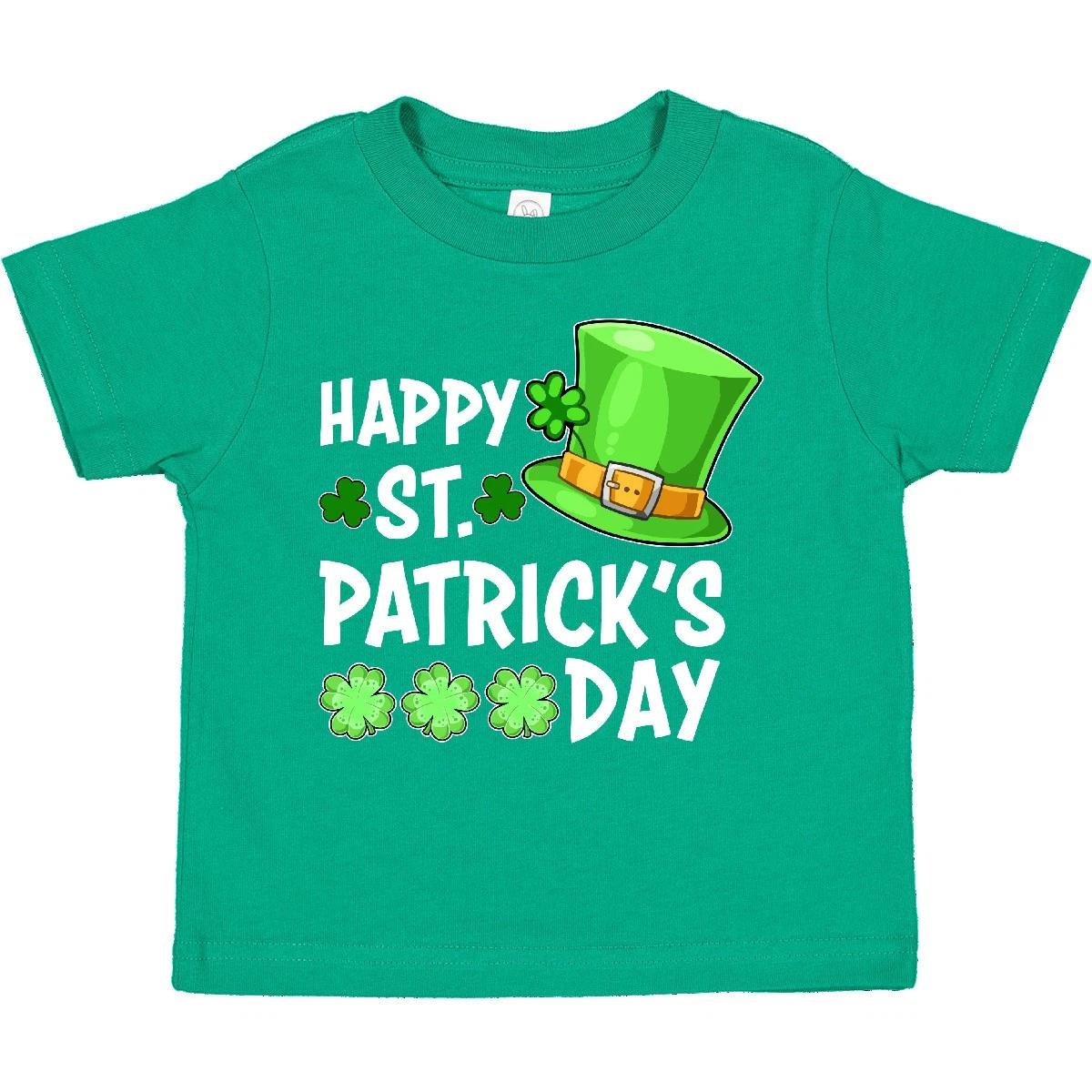 Inktastic Happy St. Patrick s Day Green Hat And Clovers Toddler kids boys T-Shirt Patrick 130