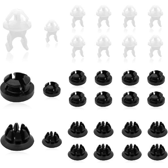30 PCS Hood Prop Rod Holder, Prop Rod Clips, Grommet Clips For Most Cars, Black & White