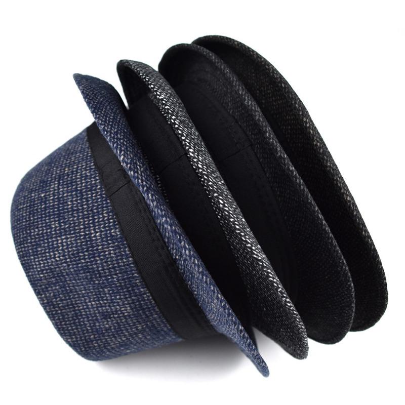 British Winter Wool Plaid Top Hat Mid- aged Men's Jazz Hat Sunshade Hat Large Warm Brim Wedding Party Bucket Fedoras Hat Cap