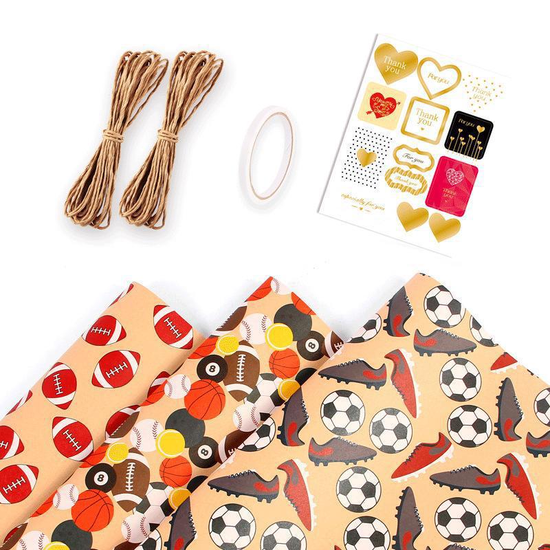 New World Cup Football Party Retro Kraft Wrapping & Gift Paper