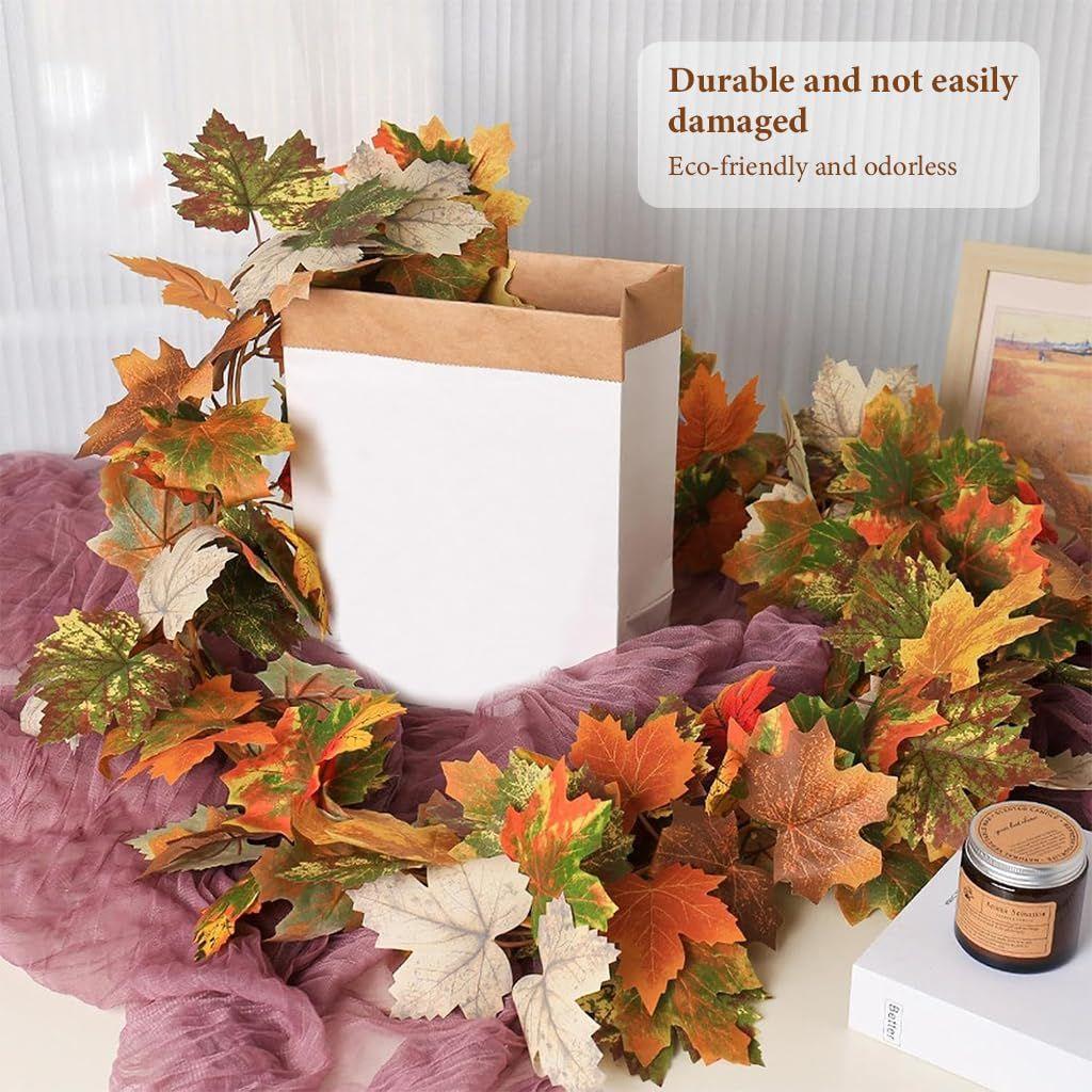 Ghirlandă de toamnă pentru șemineu, Viță agățătoare cu frunze de arțar artificiale, Ghirlande de Ziua Recunoștinței Halloween, Decorațiuni cu frunze
