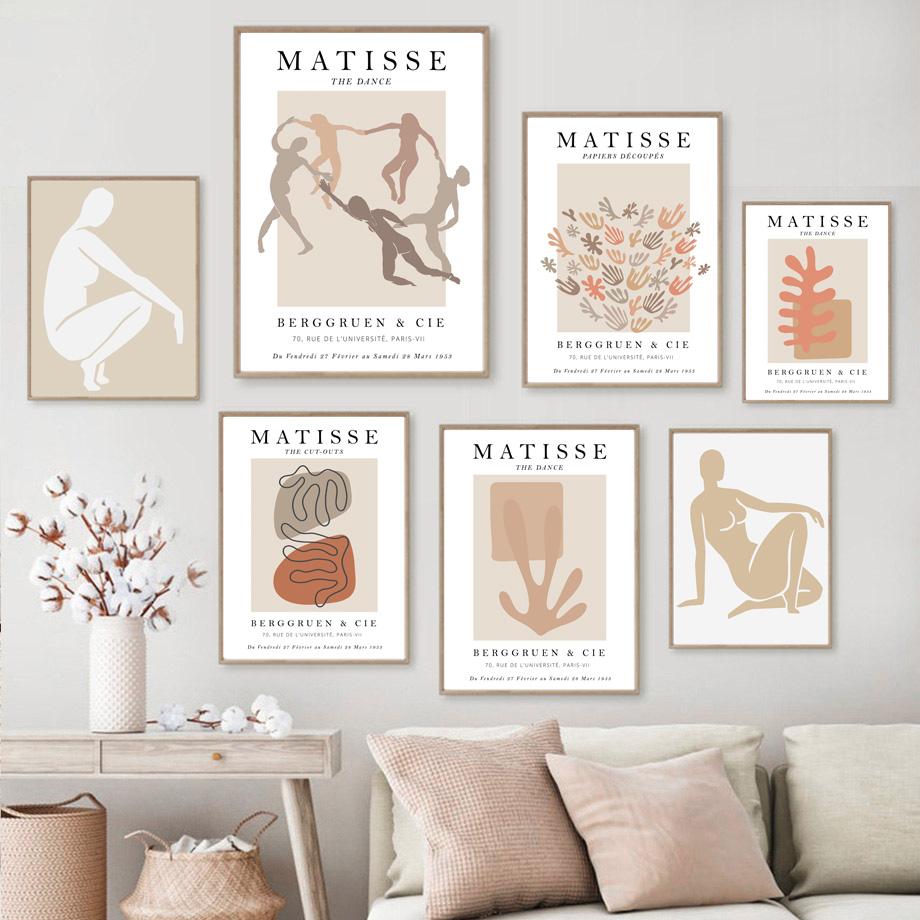 Astratto Matisse Corpo Curvilineo Donna Pianta Foglia Poster e Stampe Nordici Arte da Parete Pittura su Tela Decor Immagini per Soggiorno