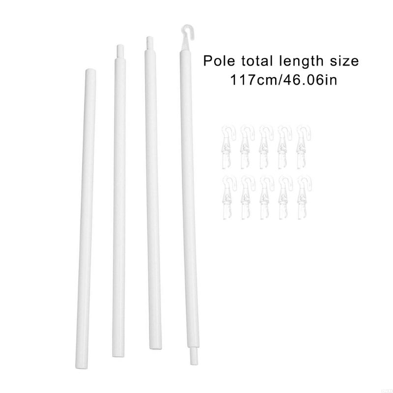 62KD Vertical Blind Wand Set, 46.06Inch White Plastic Rod Hook Handle Blind Rod