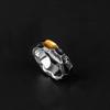 Adjustable Open Ring Men Women Vintage Geometric Copper With Black Gold Plating Enamel Detail