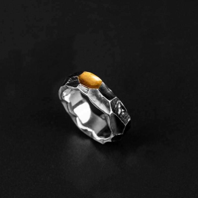 Adjustable Open Ring Men Women Vintage Geometric Copper With Black Gold Plating Enamel Detail