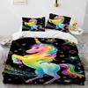 Unicorn Cute Cartoon Comforter Bedding Set,Duvet Cover Bed Set Quilt Cover Pillowcase,Queen Bedding Set for Child Boy Girl Gift