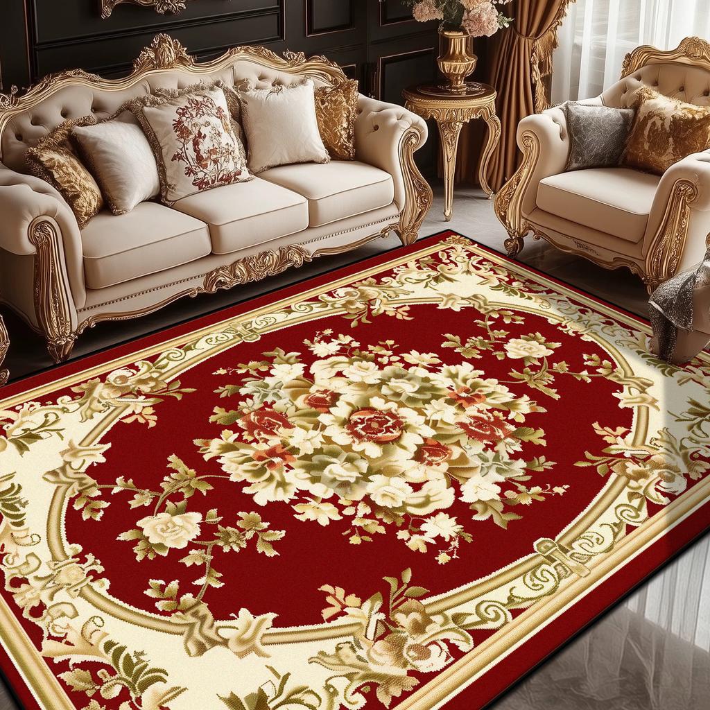 European Style Luxury Living Room Carpet Persian Home Decor Bedroom Bedside Soft Floor Mat Lounge Coffee Tables Non-slip Rug