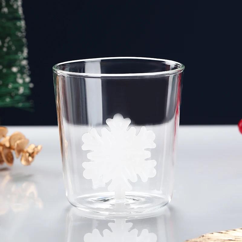 3D Cups for Christmas Transparent Glass Cups for Coffee Water Juice Mug Snowman Santa Animal Design Christmas Gift