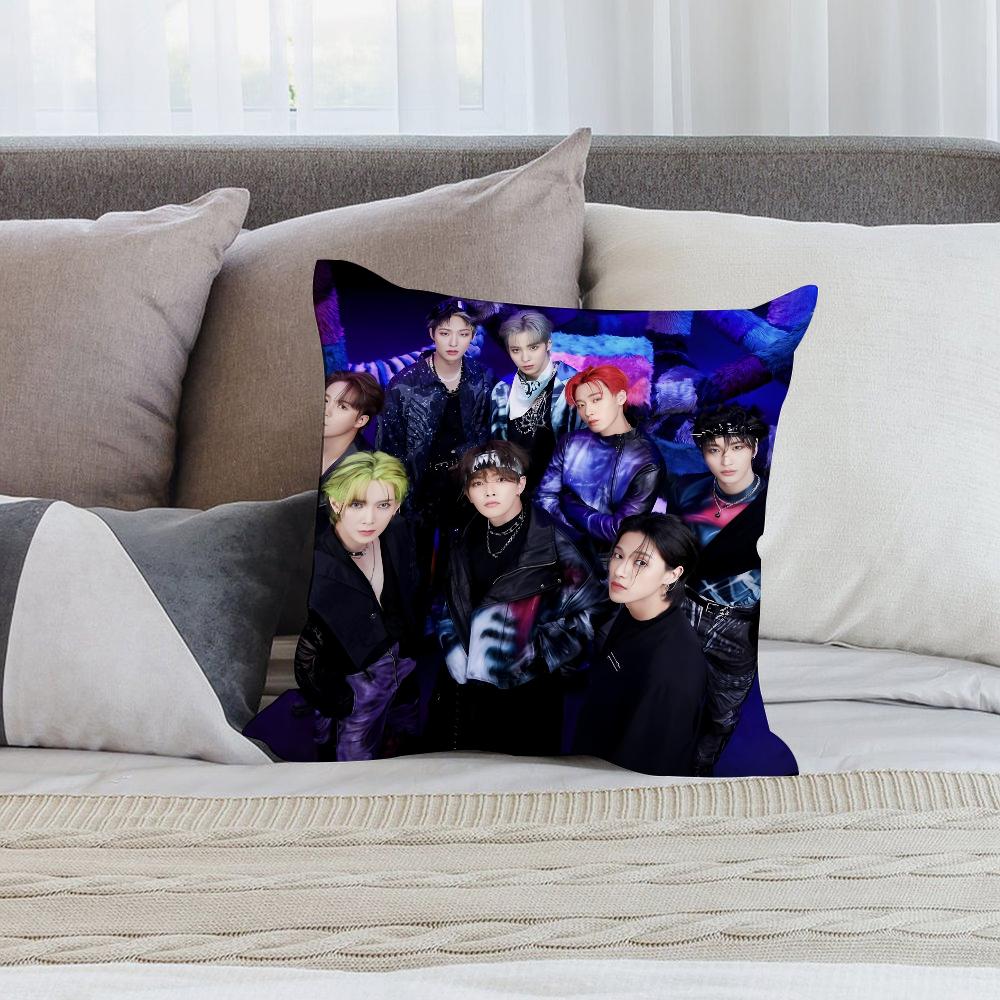 Kpop A-AteezS Pillow Case Short Plush Pillow Covers Sofa Decorative Gift Home Double-sided Printing Cushion Cover