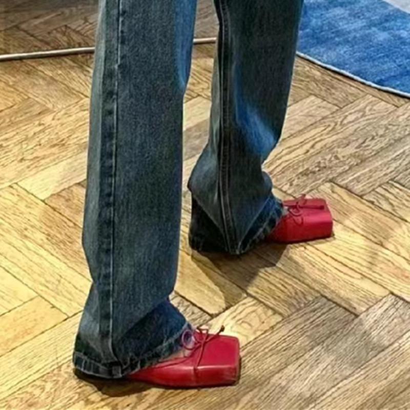 Leather niche design high-end square head bow thin heel slippers women's outer wear summer fashion bag head cool slippers