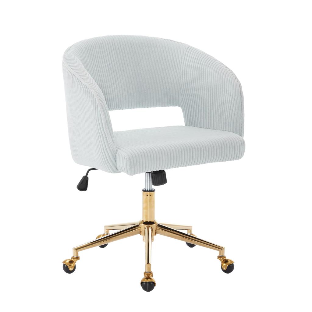 Home Office Swivel Velvet Desk Chair Modern Tufted Accent Armchair with Gold Base Ergonomic Computer Task Stool for Living Room