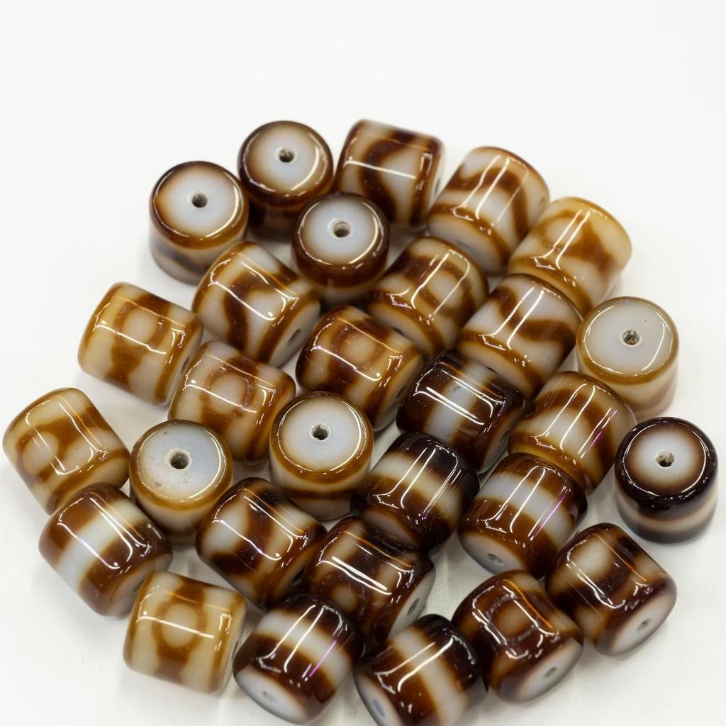 Taiwan Multi-Totem Yellow Dzi Beads: Three-Eyed Agate for DIY Bracelets & Necklaces