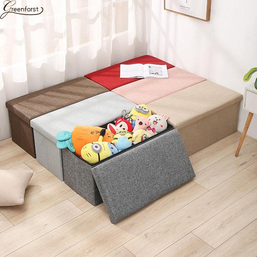 Foldable Storage Ottoman Multifunctional Fabric Storage Bench Strong Load Bearing Stool For Sundries Storage