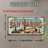 2D Flat, 1 Piece of Retro Metal License Plate, San Marino Cityscape Aluminum Sign, Suitable for Home, Bar, Cafe, Garage Wall Art