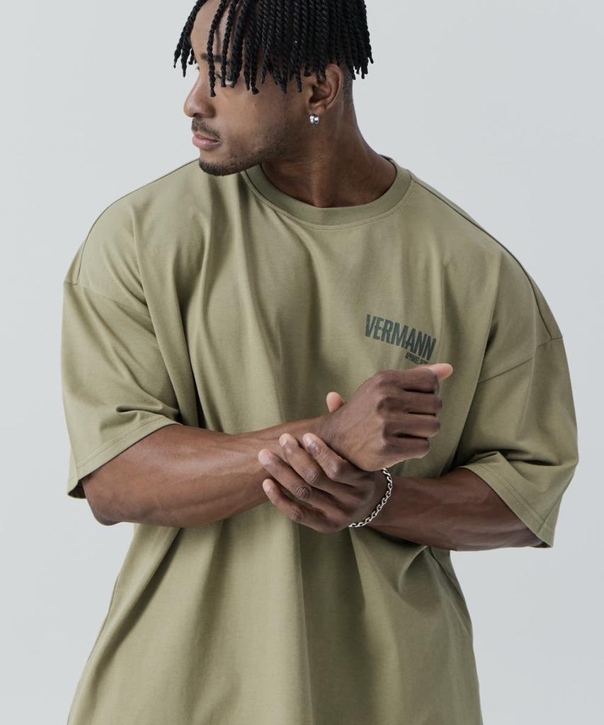 Beleumaneopaeleol Crack Logo Oversized Short Sleeve T-Shirt Khaki