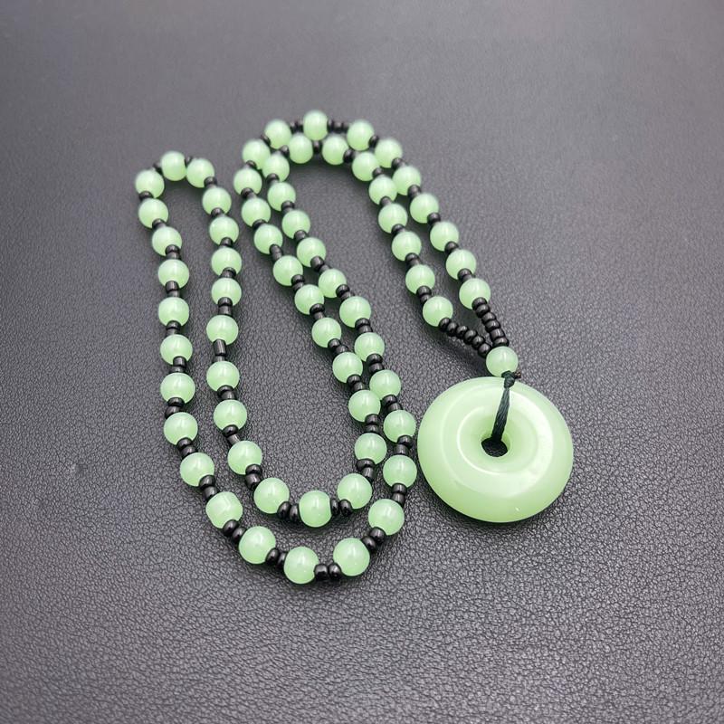 New Chinese Wushi Pai Pendant Necklace: Imitation Jade Stone Xinjiang Hetian Jade Ping'an Pai Glass Pendant for All Genders