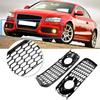 Fog Light Grilles Modification Parts Thick Glossy ABS Front Bumper  or Geometric Mesh Design sy Installation Fitment for S5 B8  5 2008 2012
