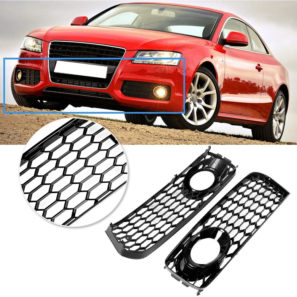 Fog Light Grilles Modification Parts Thick Glossy ABS Front Bumper or Geometric Mesh Design sy Installation Fitment for S5 B8 5 2008 2012