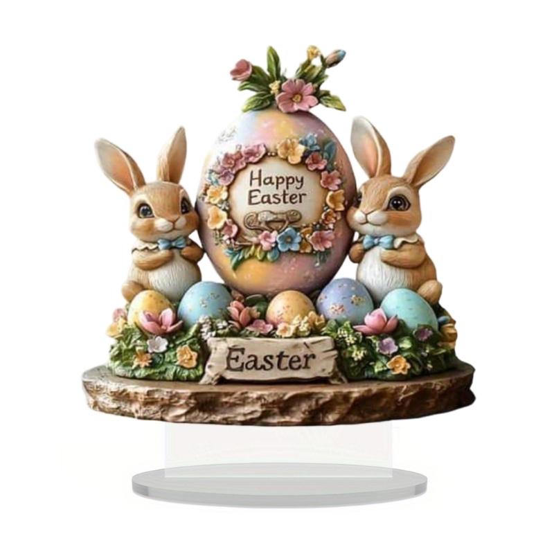 Easters Decorations Easters Eggs Bunnies Figurines Spring Decors Acrylic Rabbit Statue Home Farmhouses Tabletop Decors