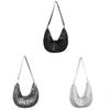 Minimalist Water Dumpling Shape Canvas Shoulder Bag For Students
