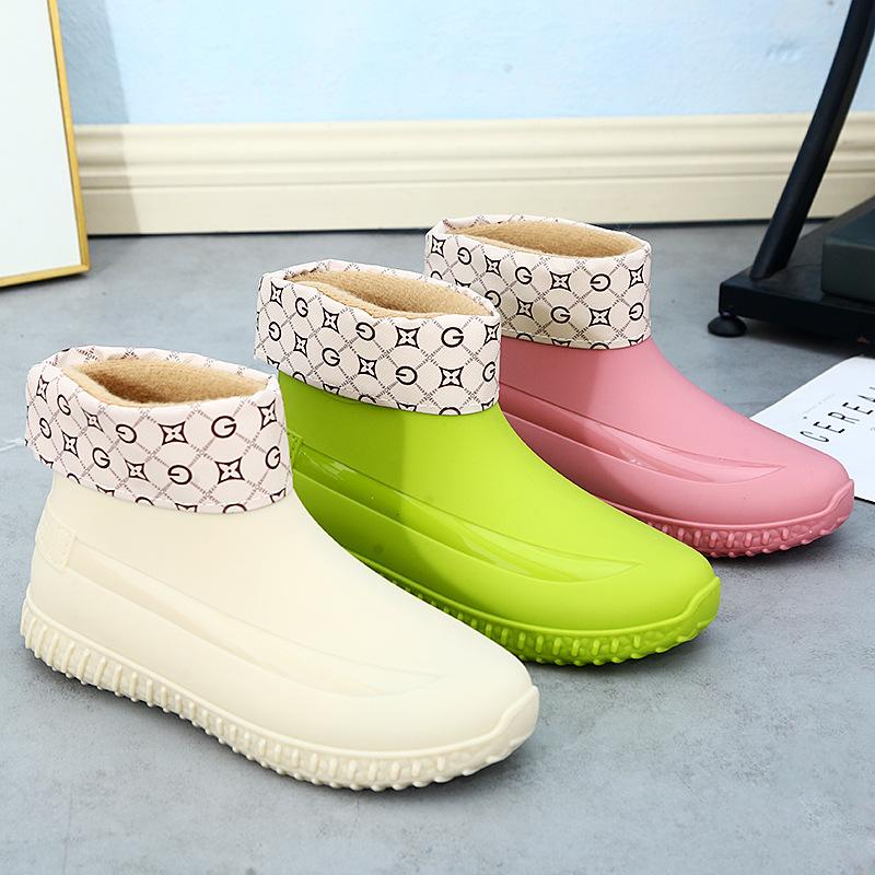 Rain shoes women's non-slip water shoes fashionable adult waterproof shoes kitchen shallow mouth work shoes fashionable