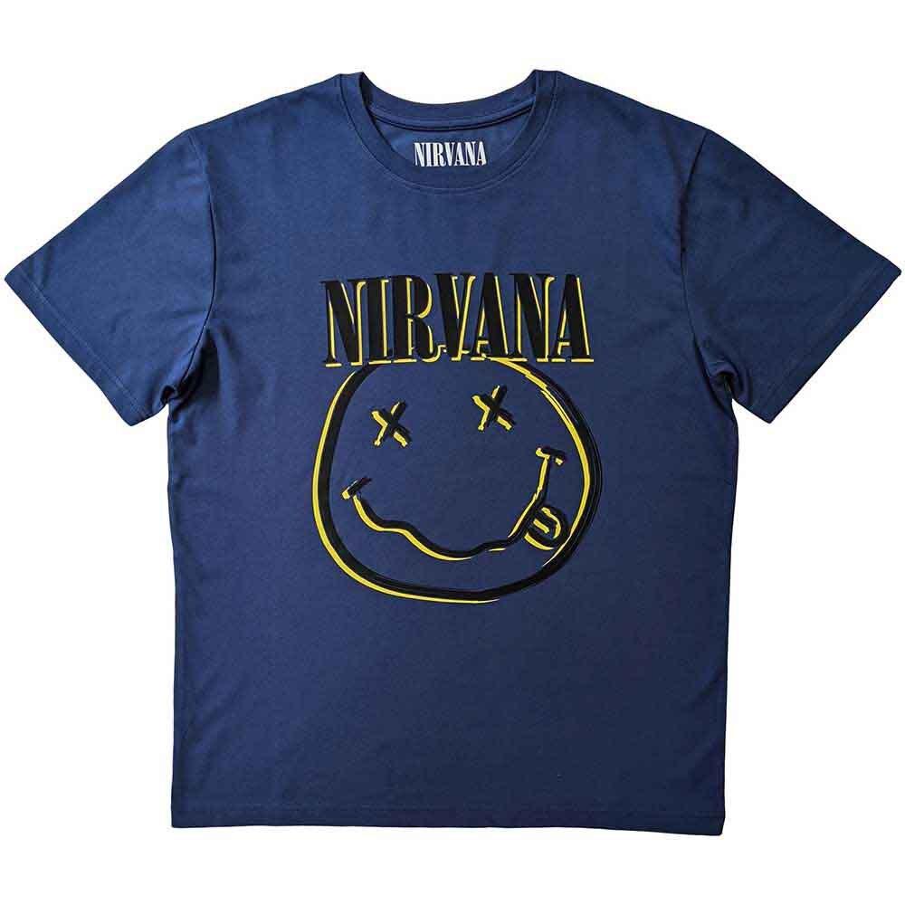 Nirvana Inverse Happy Face T-Shirt Blue New Unisex T-Shirt XXXXL