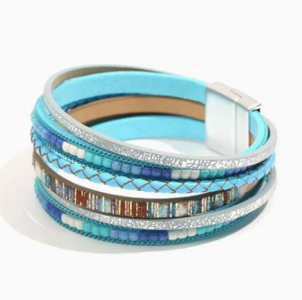 

Bohemian multi- PU leather women s bracelet One Size