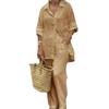 2024 Spring/Summer Women's Lapel Long Sleeve Cardigan and Pants Two-Piece Set