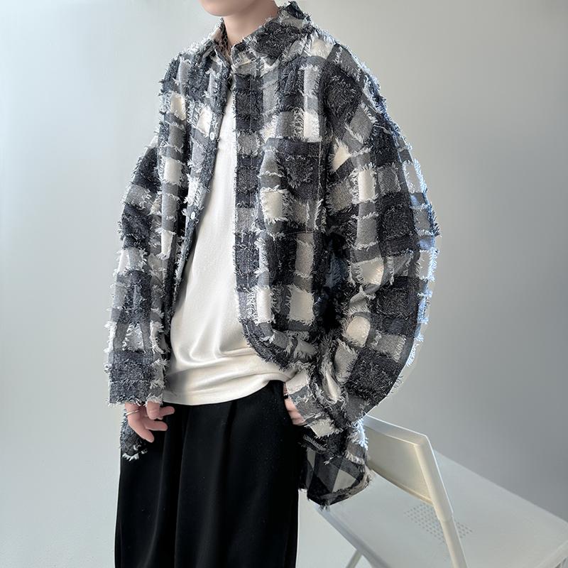 

2025 Весна Мужские Черные Рубашки С Длинными Рукавами Мужские Корейские Блузки Мужская Повседневная Свободная Однобортная Рубашка Мужская Повседневная Рубашка Дизайн M светло-серый