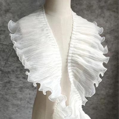 100x16cm Black White Pleated Lace Fabric for Skirt Hem Creative Collar Decoration Design Soft Fashion Fabrics Wholesale