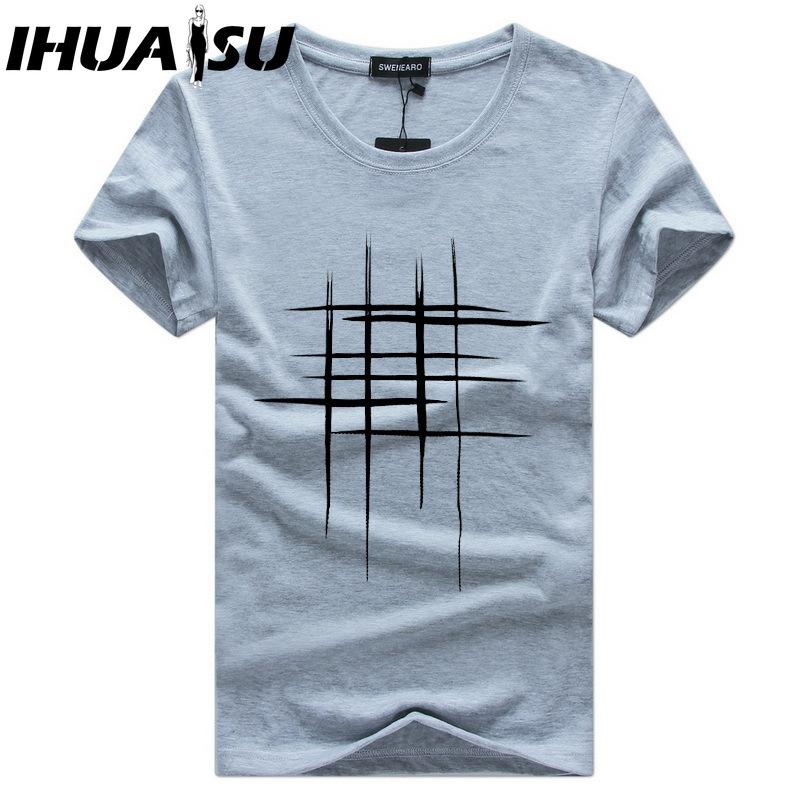 IHUASU Bavlněné tričko s krátkým rukávem Pánská móda Košile s volným polovičním rukávem Košile s potiskem