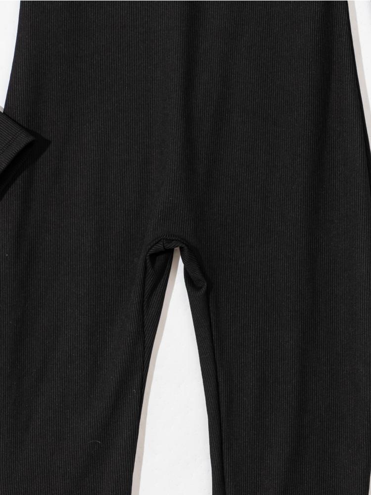 Square Neck Solid Color Ribbed Yoga Sports Pants Women Tight Sexy Cuffed One Piece Jumpsuit Fashion Beach Vacation Elegant Outfit