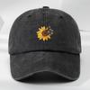 Outdoor Herren Sonnenblumen Schmetterling Print Gewaschen Vintage Baseballkappe für Sport und Freizeit Geeignet für jede Jahreszeit