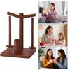 Yarn Holder For Crocheting Magnetic Rotating Wooden Knitting Spinner Wooden Yarn Ball Holder With Phone Stand And 2 Spindles For