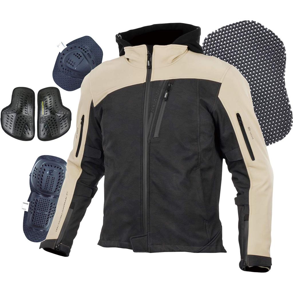 KOMINE Motorcycle Protective Soft Shell Winter Parka Deep Olive L For and Spring CE Standard Level 2 Stretch Material Windproof Protector JK-590