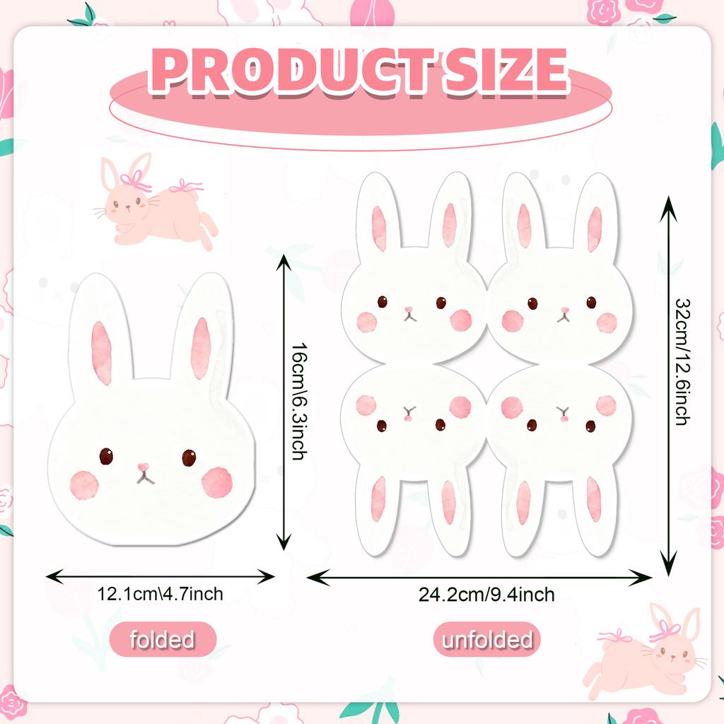 20/40/100pc Cute Bunny Napkins Rabbit Shaped Disposable Tissue for Easter Picnic Birthday Party Table Decoration Baby Shower Set
