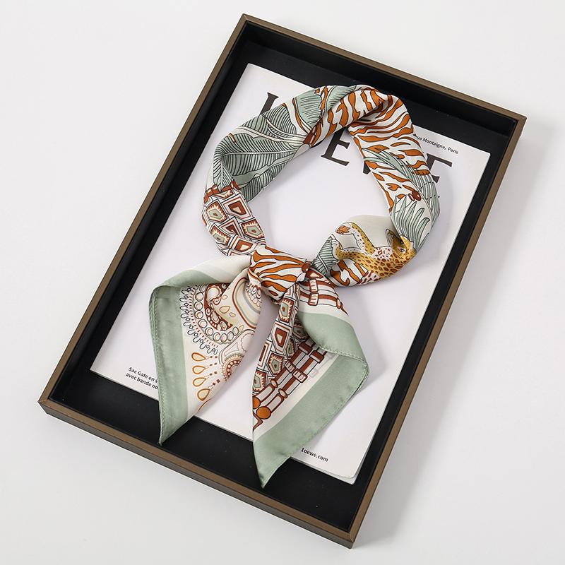 Luxury Brand Silk Square Plaid Scarf Women Satin Neck Hair Tie Band Soft work neckerchife  NEW Hijab Head Female Foulard