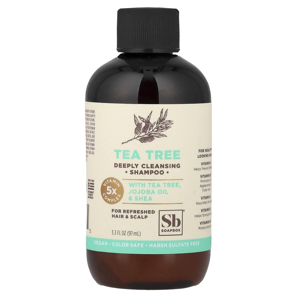 Soapbox Deep Cleansing Shampoo, Tea Tree, 97ml (3.3 Fl Oz)