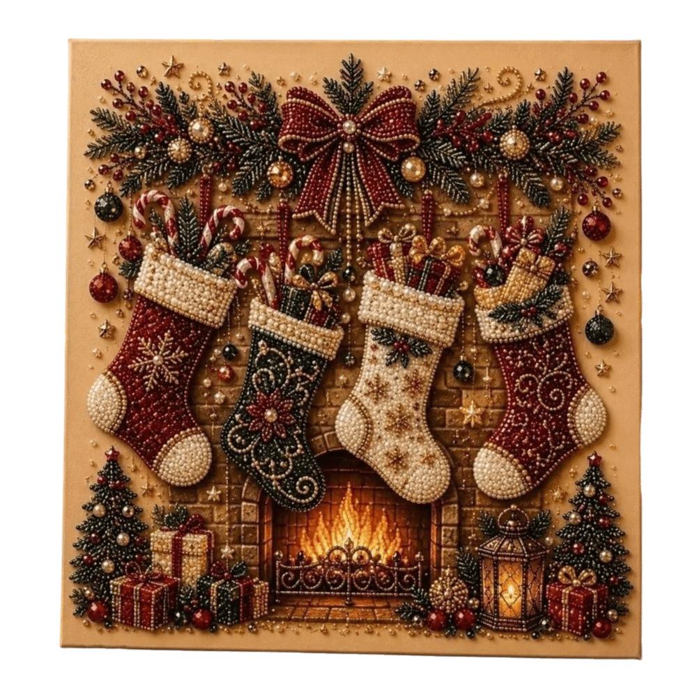 With Frame DIY Pearl Bead Art Set Handmade Christmas Decor Santa Crystal Painting Set  Christmas