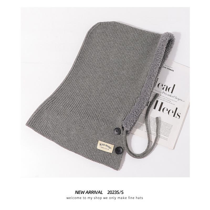 

Шапка-балаклава женская зимняя Красная Шапочка шерстяной шарф интегрированный большой обхват головы утолщенная теплая вязаная шапка Average size (56-58cm) серый