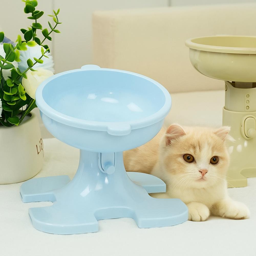 Height Adjustable Raised Cat Bowl Neck Protection Cat Food Plate Tilted Dog Feeding Bowl for Pet