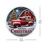 Vintage Red Truck 8 Inch Round Aluminum Metal Sign Merry Christmas Wall Decor Farmhouse Holiday