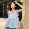 Real Price - Blue Loose Suspender Vest Design Sense Niche Strap Skinny Top Vacation Style Seaside Doll Shirt