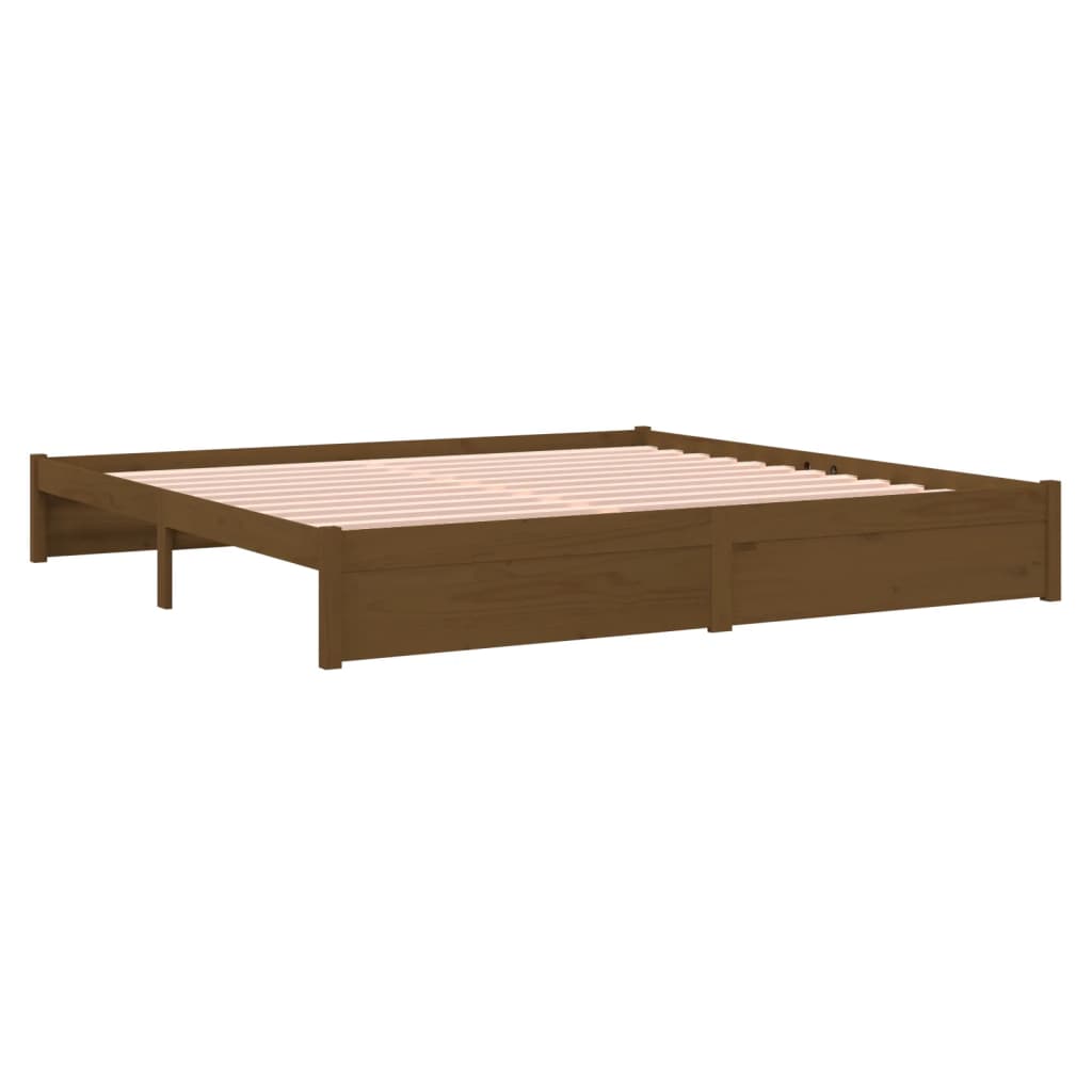 Solid Wood Bed Honey Brown 200 x 200 cm